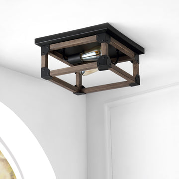 Cheshire 13" Iron Rustic Farmhouse LED Flush Mount - JONATHAN Y